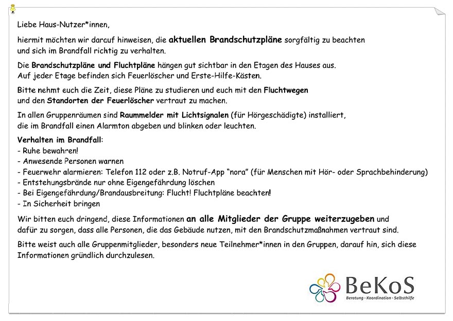 Bild vom Aushang zum Thema Bradschutz mit PDF Brandschutz hinterlegt