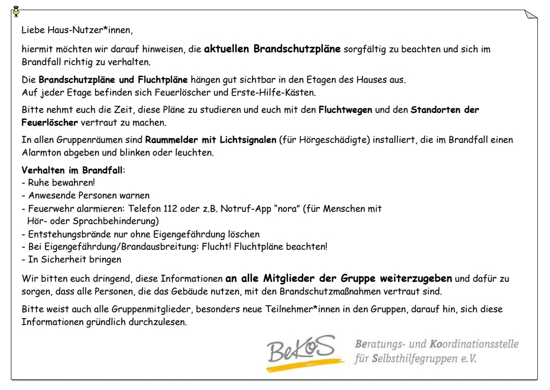 Bild vom Aushang zum Thema Bradschutz mit PDF Brandschutz hinterlegt