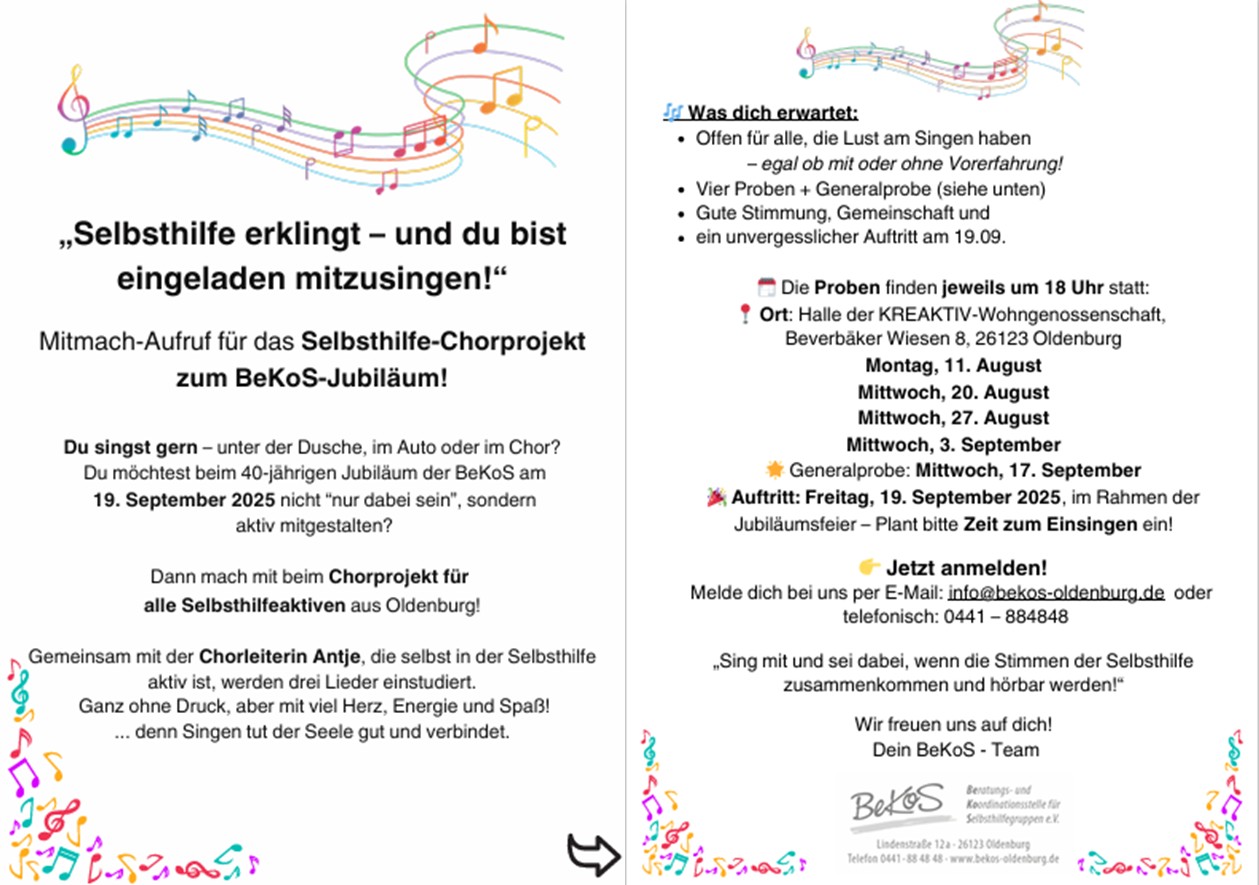 Selbsthilfechorprojekt für Homepage