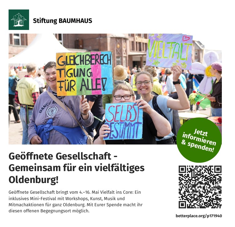 Bild Spendenaufruf Baumhaus für Geöffnete Gesellschaft 2026